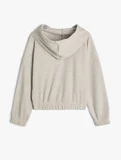 Kapşonlu Basic Sweatshirt Dokulu Manşetleri Lastikli