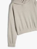 Kapşonlu Basic Sweatshirt Dokulu Manşetleri Lastikli