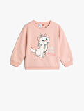 Marie Sweatshirt Lisanslı Uzun Kollu Bisiklet Yaka Şardonlu Pamuklu 