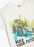 Koton Baskılı Ekru Erkek T-Shirt 4SMB10213TK-A