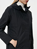 Uzun Outdoor Mont Kapüşonlu Cep Detaylı Çıtçıtlı