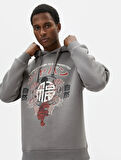 Baskılı Oversize Sweatshirt Kapşonlu Uzakdoğu Temalı