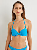 Push Up Bikini Üstü Dokulu Bağlama Detaylı Balenli