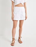 Fisto Mini Şort Cepli Pamuklu Normal Bel