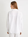 Müslin Oversize Gömlek Uzun Kollu Cep Detaylı Düğmeli