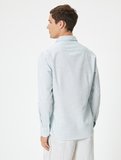 Slim Fit Gömlek Klasik Yaka Uzun Kollu Düğmeli Pamuklu