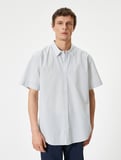 Kısa Kollu Gömlek Minimal Desenli Klasik Yaka Pamuklu Regular Fit