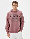 Kapşonlu Sweatshirt Slogan Baskılı Uzun Kollu
