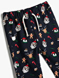 Jogger Eşofman Altı Yılbaşı Temalı Noel Baba Baskılı Pamuklu