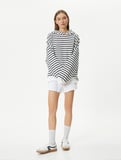 Kapşonlu Sweatshirt Uzun Balon Kol Rahat Kalıp