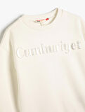 Cumhuriyet Baskılı Sweatshirt Kabartma Baskılı Şardonlu 