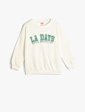 Sweatshirt Uzun Kollu Bisiklet Yaka Şehir Temalı Şardonlu Pamuklu