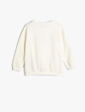 Sweatshirt Uzun Kollu Bisiklet Yaka Şehir Temalı Şardonlu Pamuklu