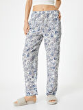 Çiçekli Pijama Altı Beli Lastikli