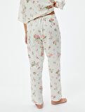 Çiçekli Pijama Altı Cepli Beli Lastikli