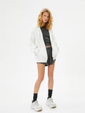 Basic Oversize Fermuarlı Sweatshirt Kapüşonlu Uzun Kanguru Cepli 