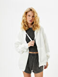 Basic Oversize Fermuarlı Sweatshirt Kapüşonlu Uzun Kanguru Cepli 