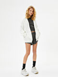 Basic Oversize Fermuarlı Sweatshirt Kapüşonlu Uzun Kanguru Cepli 
