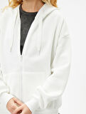 Basic Oversize Fermuarlı Sweatshirt Kapüşonlu Uzun Kanguru Cepli 