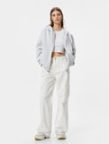 Basic Oversize Fermuarlı Sweatshirt Kapüşonlu Uzun Kanguru Cepli 