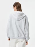 Basic Oversize Fermuarlı Sweatshirt Kapüşonlu Uzun Kanguru Cepli 