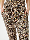 Leopar Desenli Pijama Altı Beli Bağcıklı Cepli
