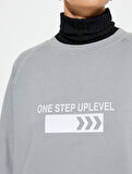 Bisiklet Yaka Sweatshirt Baskılı Ribanalı