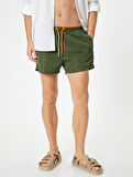 Kısa Deniz Şortu File Astarlı Beli Bağlamalı Cepli Rahat Kalıp