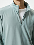Spor Sweatshirt Yarım Fermuarlı Dik Yaka Uzun Kollu