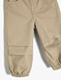Paraşüt Pantolon Pamuklu Rahat Kalıp Standart Bel Lastikli Paça Cepli