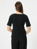 Basic Tişört Kısa Kollu V Yaka Pamuklu