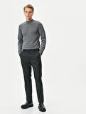 Yarım Balıkçı Yaka Kazak Slim Fit Kırçıllı