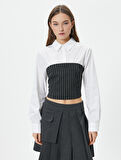 Crop Gömlek Uzun Kollu Straplez Korse Detaylı Slim Fit 