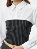 Crop Gömlek Uzun Kollu Straplez Korse Detaylı Slim Fit 