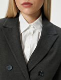 Crop Blazer Ceket Kruvaze Düğmeli