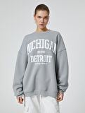 Kolej Sweatshirt Rahat Kalıp Uzun Kollu Bisiklet Yaka