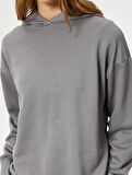 Basic Kapşonlu Sweatshirt Pamuk Karışımlı
