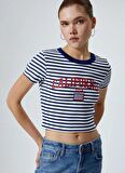 Koton U Yaka Lacivert Kadın T-Shirt 4SAL10190IK