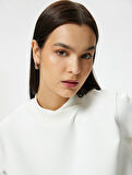 Crop Sweatshirt Dik Yaka Ribanalı