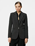 Slim Fit Blazer Ceket Tek Düğmeli Cep Detaylı
