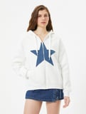 Oversize Kapşonlu Sweatshirt Fermuarlı Uzun Kollu