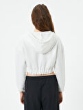 Crop Kapşonlu Sweatshirt Fermuarlı Korse Detaylı