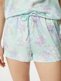 Çiçekli Pijama Altı Şort Normal Lastikli Bel