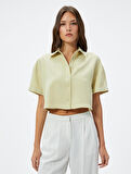Crop Gömlek Kısa Kollu Düğmeli