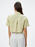 Crop Gömlek Kısa Kollu Düğmeli