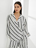 Bluz Kruvaze Bağlamalı Uzun Kollu 