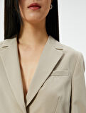 Crop Blazer Ceket Düğmeli Dikiş Detaylı Cepli Modal Karışımlı