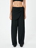 Etekli Pantolon Kruvaze Bağlama Detaylı Bol Paça 