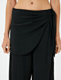 Etekli Pantolon Kruvaze Bağlama Detaylı Bol Paça 