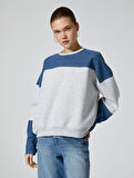 Kot Detaylı Sweatshirt Bisiklet Yaka Arkası Fermuar Detaylı